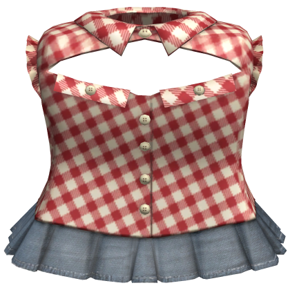 Red Plaid Button Shirt w Jean Skirt Roblox item