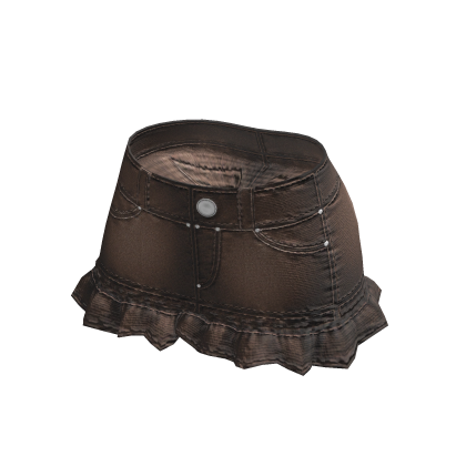 Y2K Brown Denim Ruffled Miniskirt
