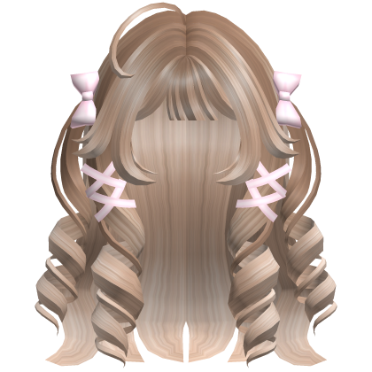 Cutecore Curly Hair w Kawaii Ribbons Blonde