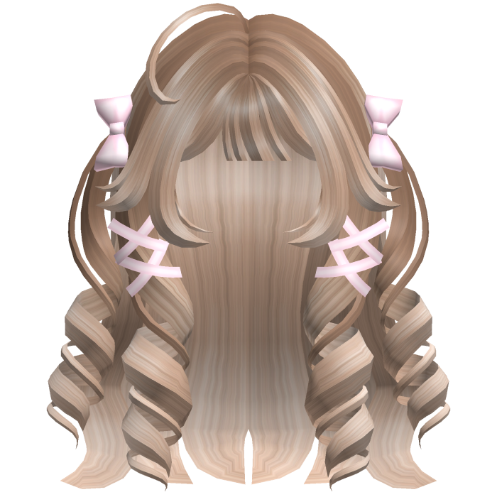 Cutecore Curly Hair w Kawaii Ribbons Blonde