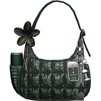 Green Croc Essentials Designer Shoulder Bag