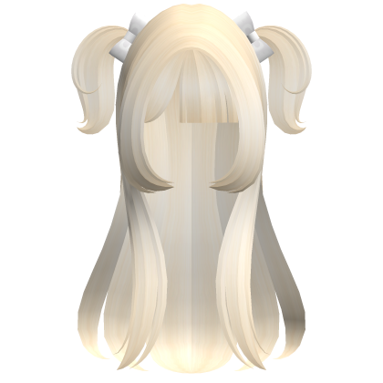 ꒰Blonde Long Half-up Pigtails w/ White Bow