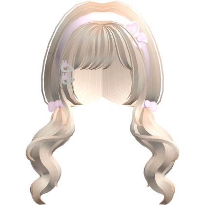 blonde soft pigtails with pink hairclips