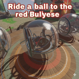 Ride a ball to the red bullseye