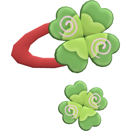 ♡ ꒰ kawaii double clover hair clip in red