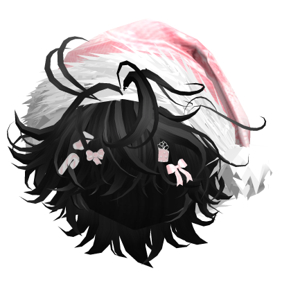 Messy Hair w/Christmas Santa Hat (Black)