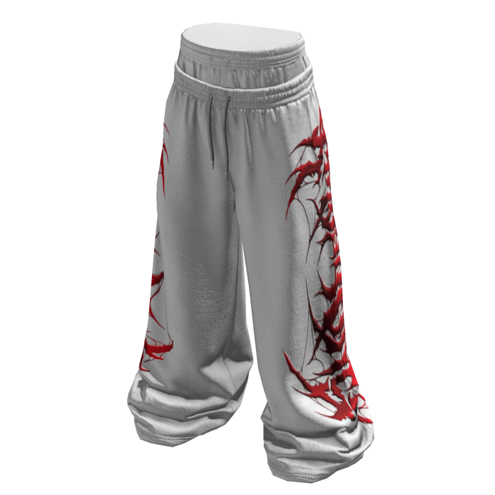 Sagging White/Red Y2K Svddenly Print Sweatpants