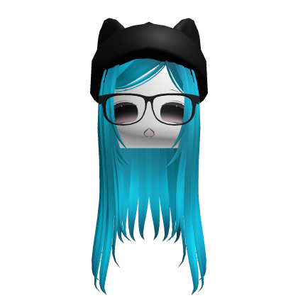 ♡ straight long moe face cat hair (cyan) thumbnail