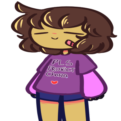 Frisk Wearing "Pls Protect Chara <3" Shirt Roblox decal