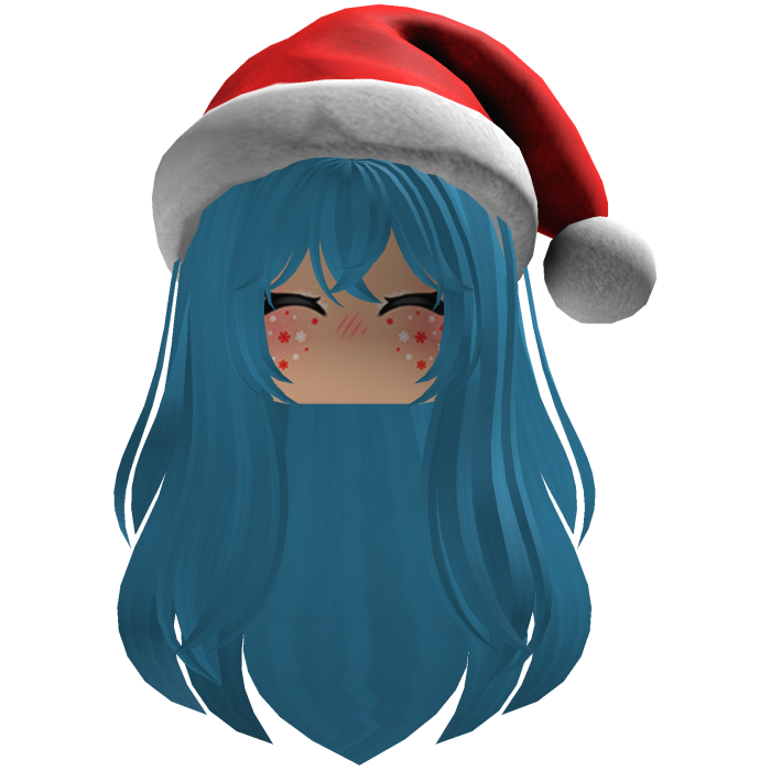 cute fluffy hair a Christmas hat beret (Blue)