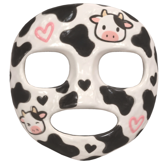 Glossy Cow-Print Kawaii Face Spa Mask 