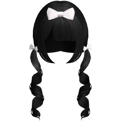 black long swirly doll pigtails w bows