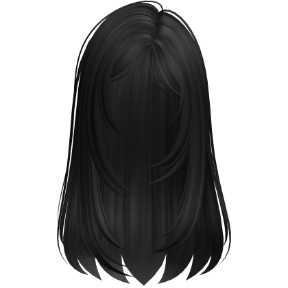 Straight Layered Messy Side Part Hair (Black)