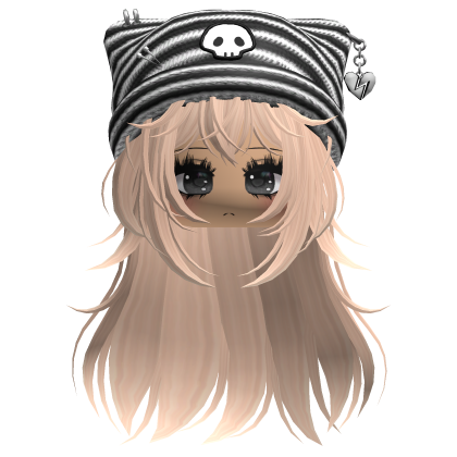 Emo Kawaii Skull Beanie W/ Wolfcut Blonde V2