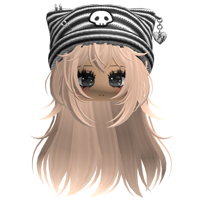 Emo Kawaii Skull Beanie W/ Wolfcut Blonde V2