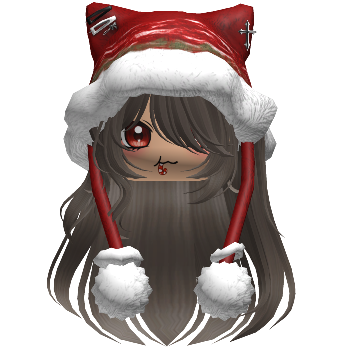 Long Brown hair cute Christmas hat Y2k
