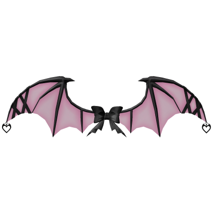 Bat Imp Ribbon Lace Wings - Pastel Pink Black