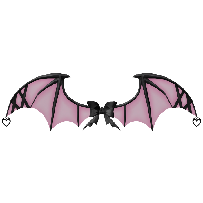 Bat Imp Ribbon Lace Wings - Pastel Pink Black
