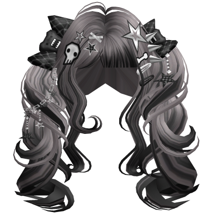 ♡ Scene Fluffy Gyaru Pigtails (Grey)