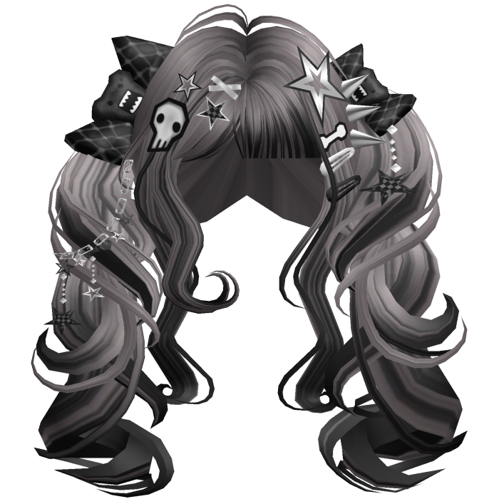 ♡ Scene Fluffy Gyaru Pigtails (Grey)