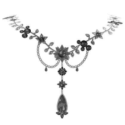 Dark Silver Royal Floral Gem Necklace Roblox item