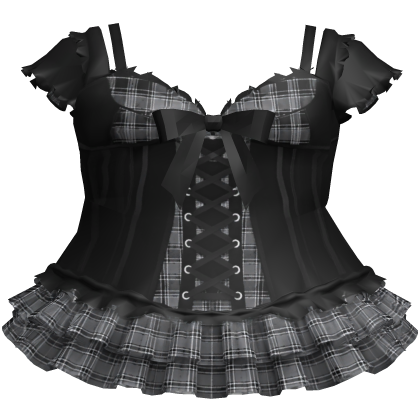 Emo Gothic Corset Plaid Dress front