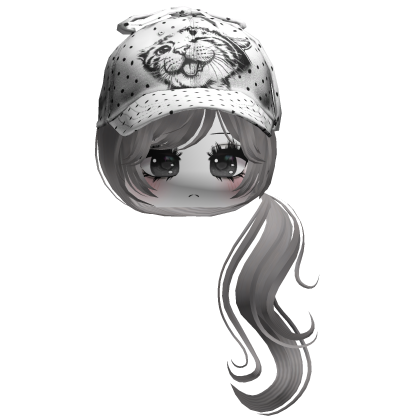 ♡ cute moe girl w white polka dots hat
