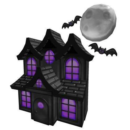 Cute Full Moon Haunted House Background (Purple)