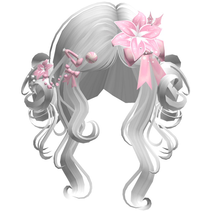 ♡ Christmas Flowery Twin Buns (White & Pink)