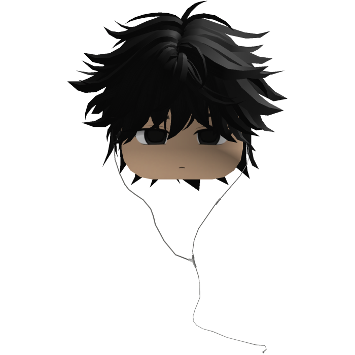 Y2K emo boy with headphones, black hair