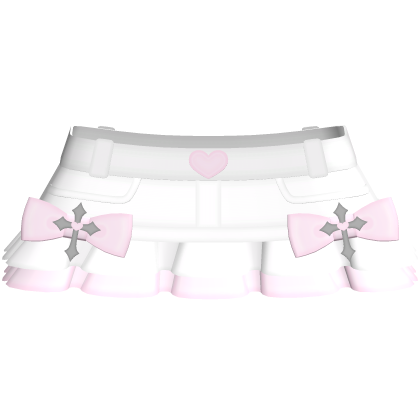 🤍 cutecore doll cross jean skirt white & pink