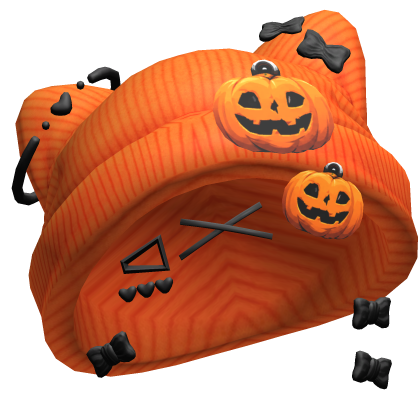 Spooky Pumpkins Halloween Beanie w/ Hairclips