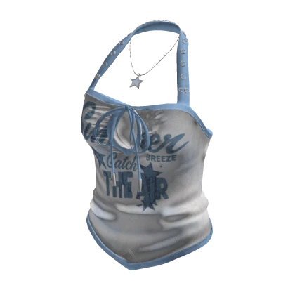 Y2K Grunge Halter Tank Top Star Chain (Gray) | Roblox Item - Rolimon's