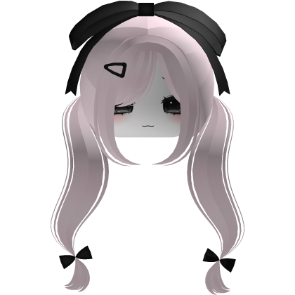 ♡ cute pink hair with black bow + moe face mask Roblox item