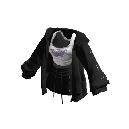 ♥Cozy Overfit Hoodie Skirt setup Black♥ thumbnail