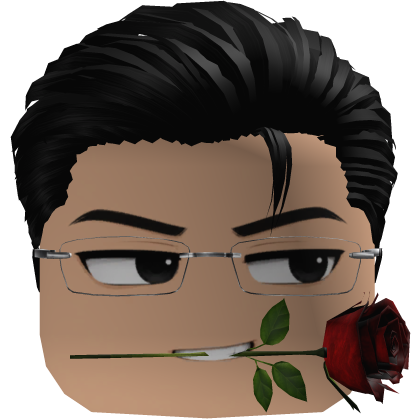 Black Slickback Cuteboy w/ Glasses & Rose 