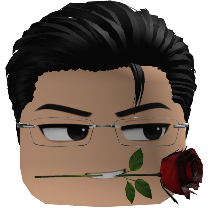 Black Slickback Cuteboy w/ Glasses & Rose 