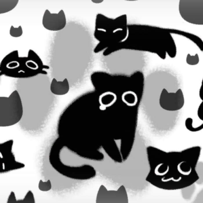 Playful Black Cat Emo Background