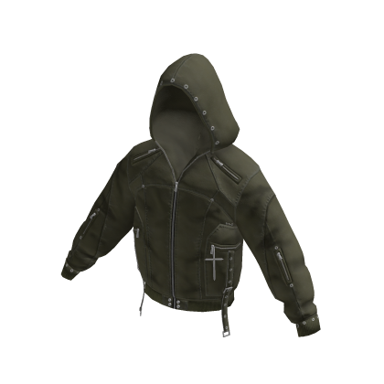 Studded Hooded Zip Jacket (Green)