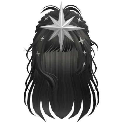 Gothic Wavy Black Hair w/ Stars | Roblox Item - Rolimon's