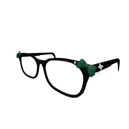 Cute Kawaii Bow Glasses in Black/Green (low)