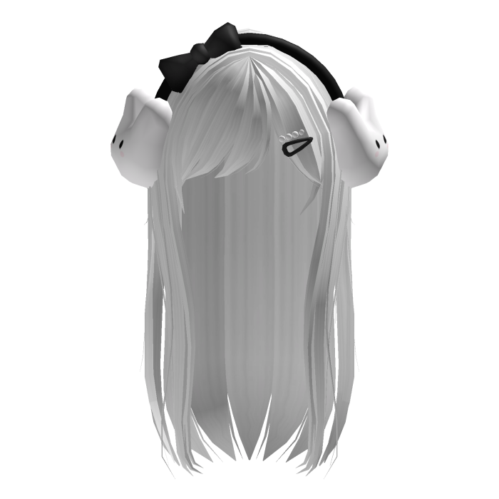 White Kawaii Vkei Moe Hair W/ Bunny Headband