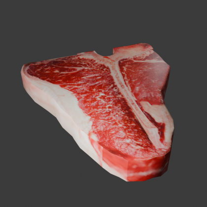 Low Poly T‑Bone Steak (Custom Textured, Game‑Ready