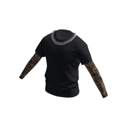 Dark Grey Shirt w/ Tattoo Sleeves & Chain