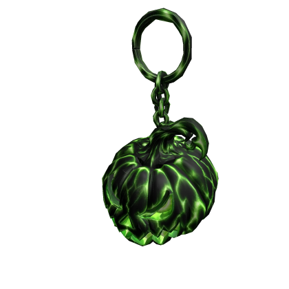 Black Green Pumpkin Keychain Head