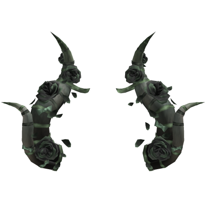 🎃Halloween Gothic Rose Bow Demon Horns Dark Green Roblox item
