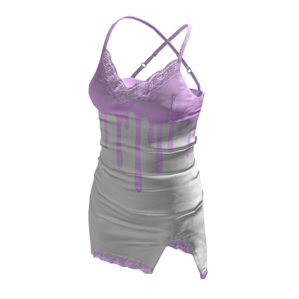 BB Cute Satin Lace High Cut Dress Drip Purple