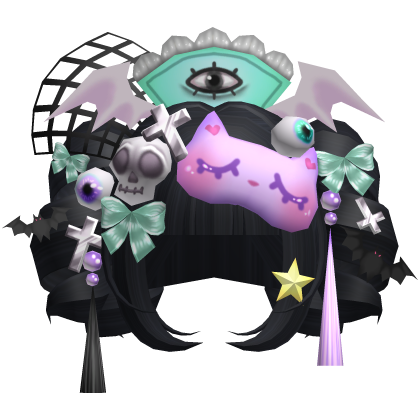Pastel Goth Spooky Kawaii Pigtail Curls Twilight