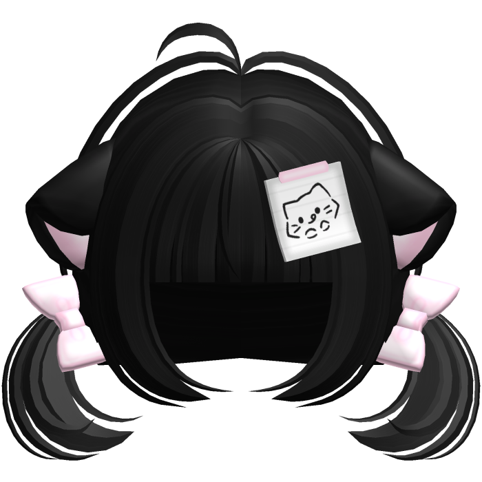 Cute Kawaii Kitty Note Pigtails in Black