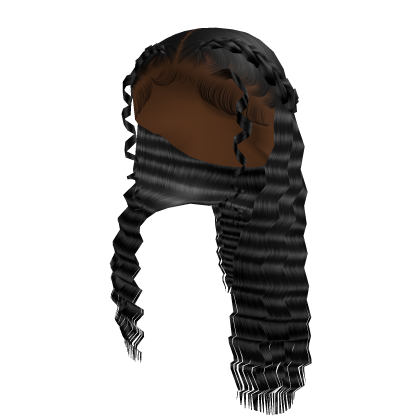 French Braids W/ Waves [Black] Roblox item
